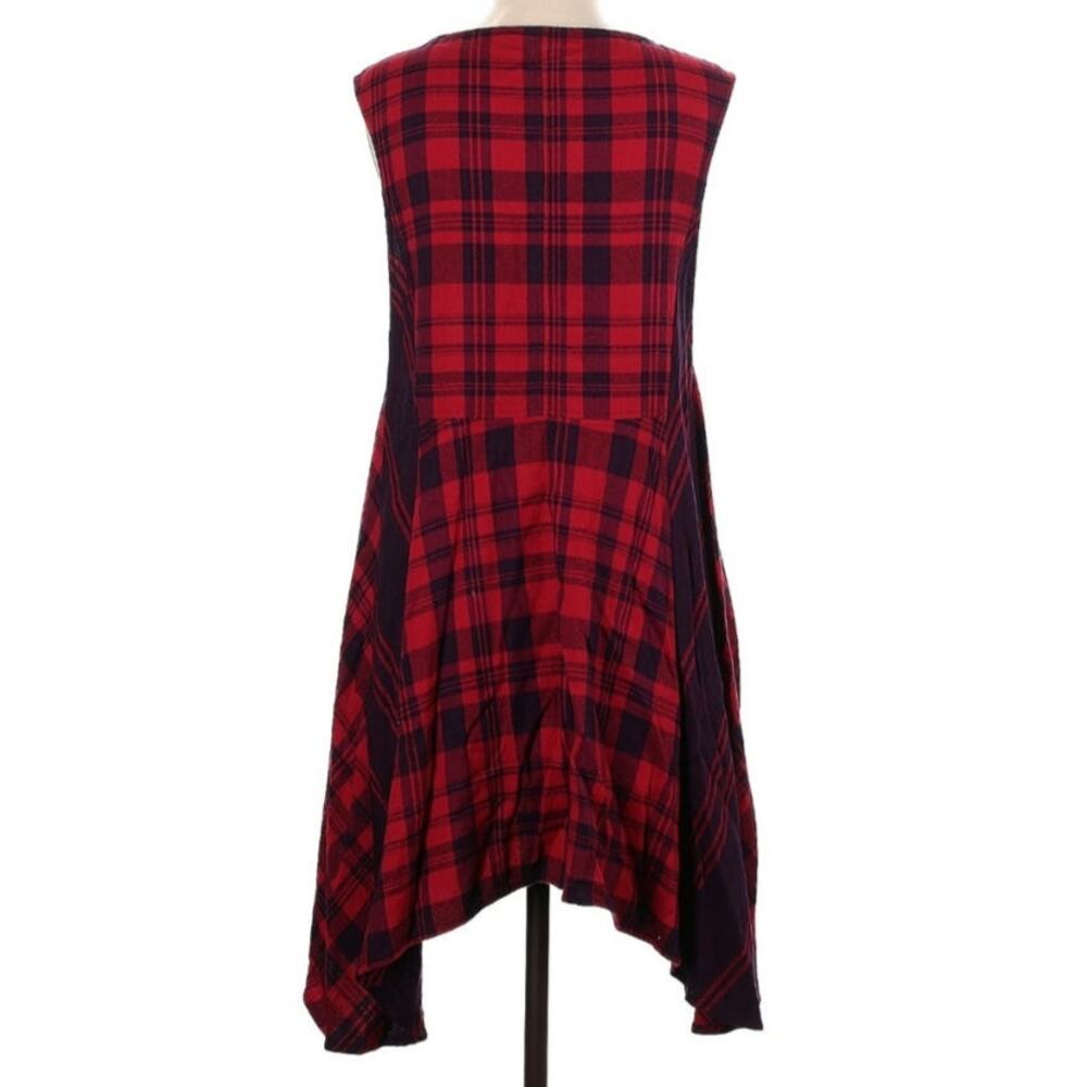 Free People Sample Red Purple Plaid Asymmetrical Dress - Picture 2 of 3